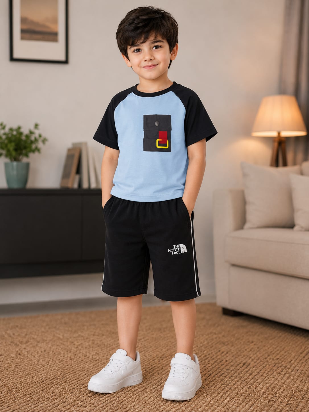 Boys Superhero Graphic Raglan T-Shirt & Shorts Set – Casual Everyday Style