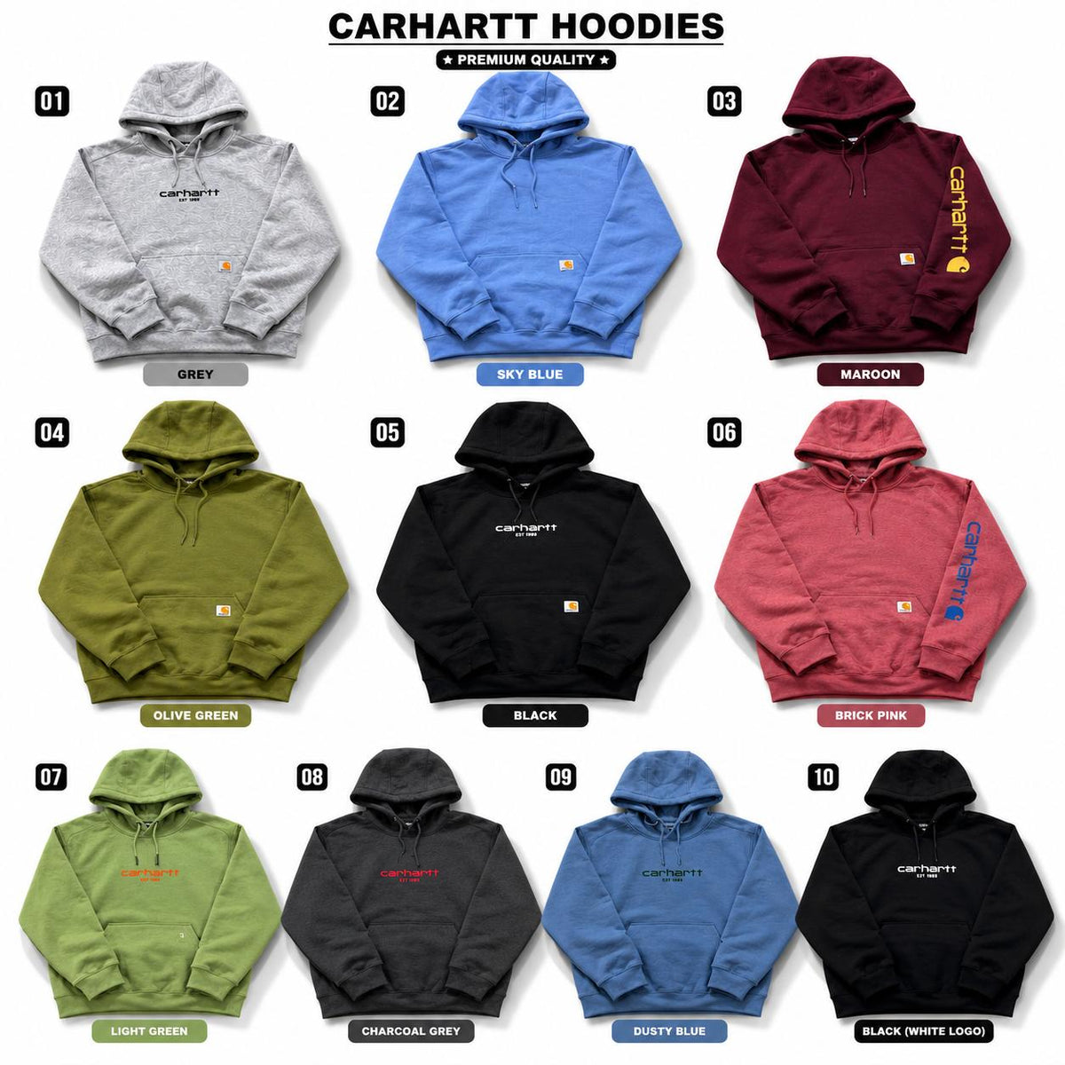 Men's Kangaroo Pocket Pullover Hoodie – Classic Text Logo Graphic (Multiple Colors)