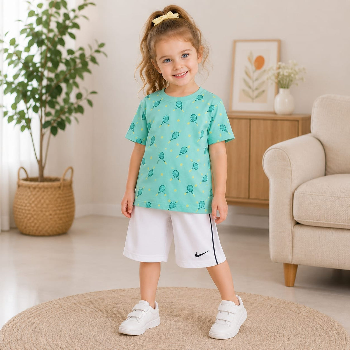 Girls "Sweet Summer" Fruit Graphic T-Shirt & Wide-Leg Pants Set – Cute 2-Piece Outfit