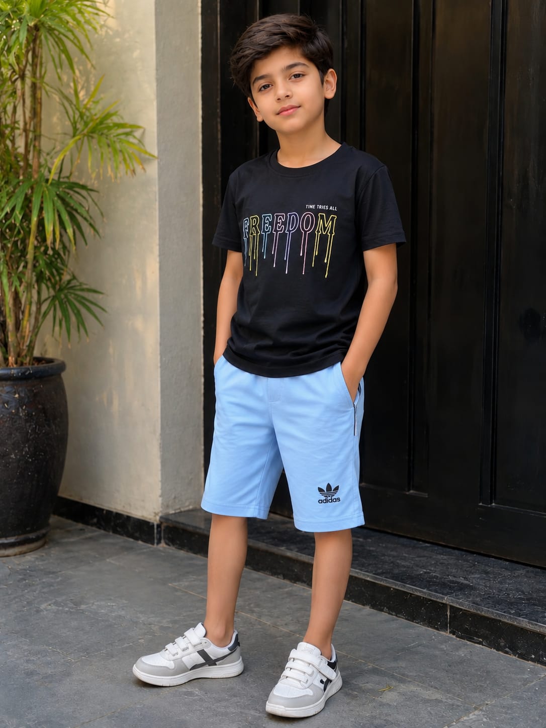 Boys Superhero Graphic Raglan T-Shirt & Shorts Set – Casual Everyday Style