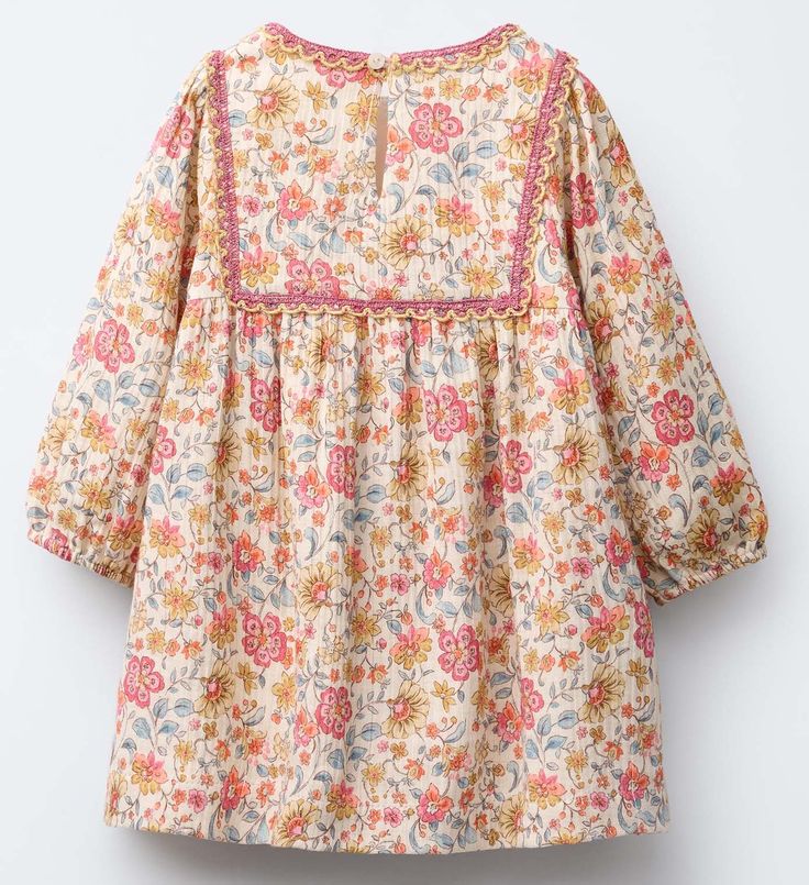 Girls Mustard Floral Print Frock & Pants Set – Festive Ethnic Wear