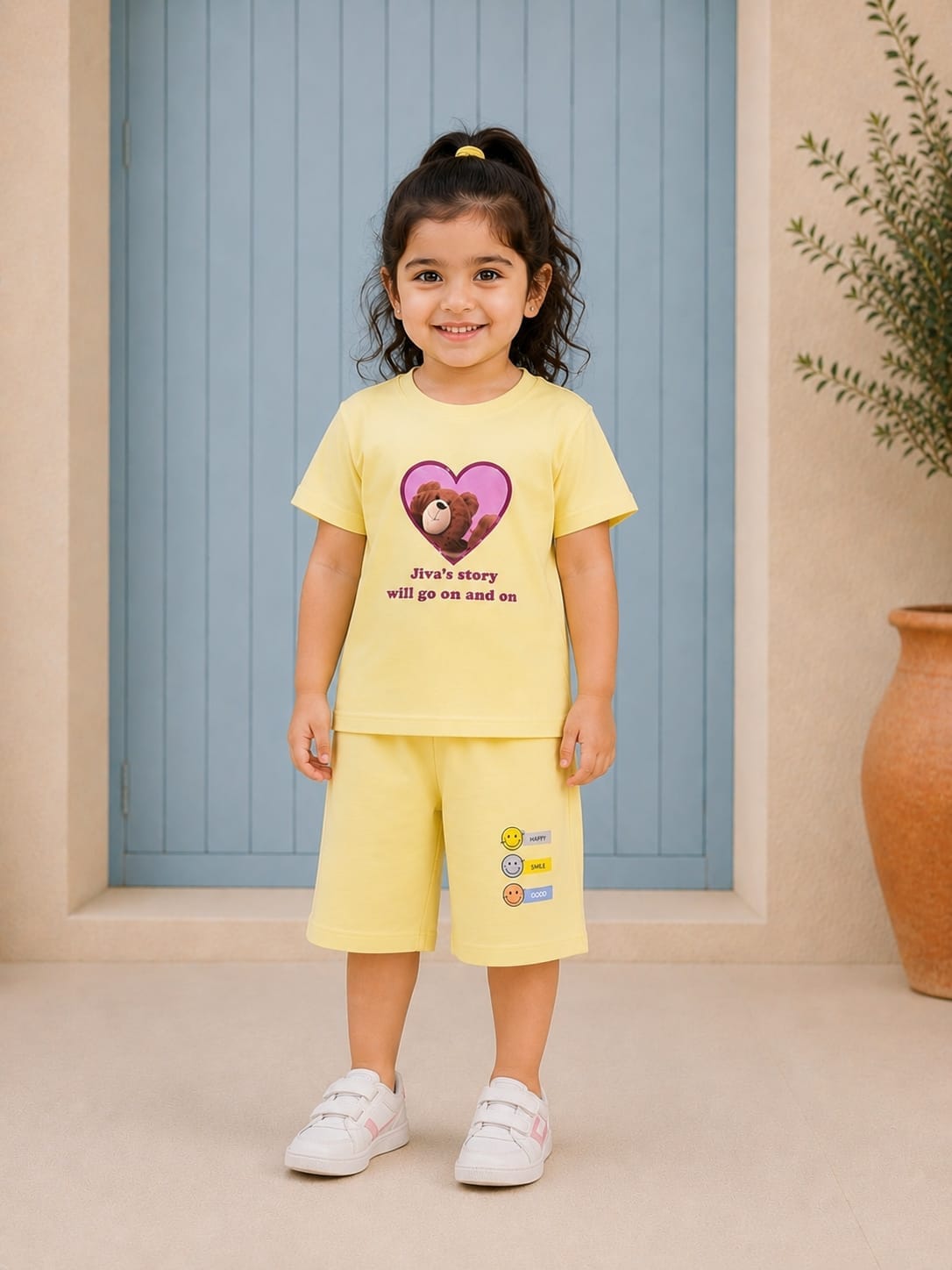 Girls "Sweet Summer" Fruit Graphic T-Shirt & Wide-Leg Pants Set – Cute 2-Piece Outfit