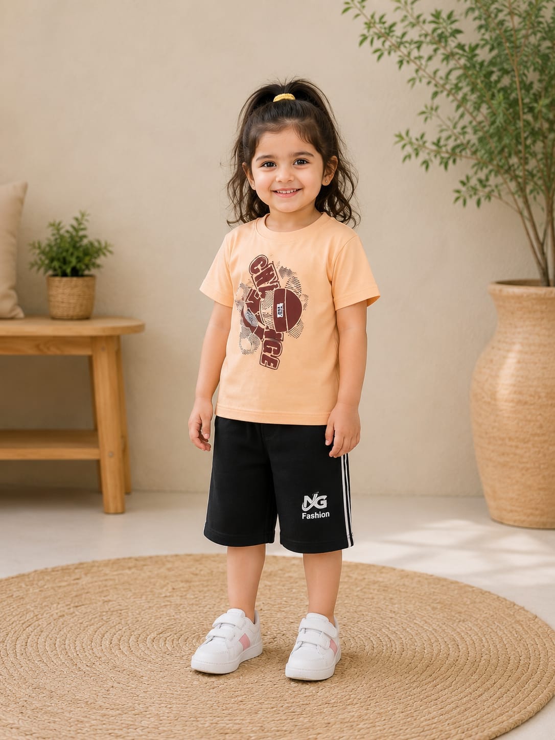 Girls "Sweet Summer" Fruit Graphic T-Shirt & Wide-Leg Pants Set – Cute 2-Piece Outfit