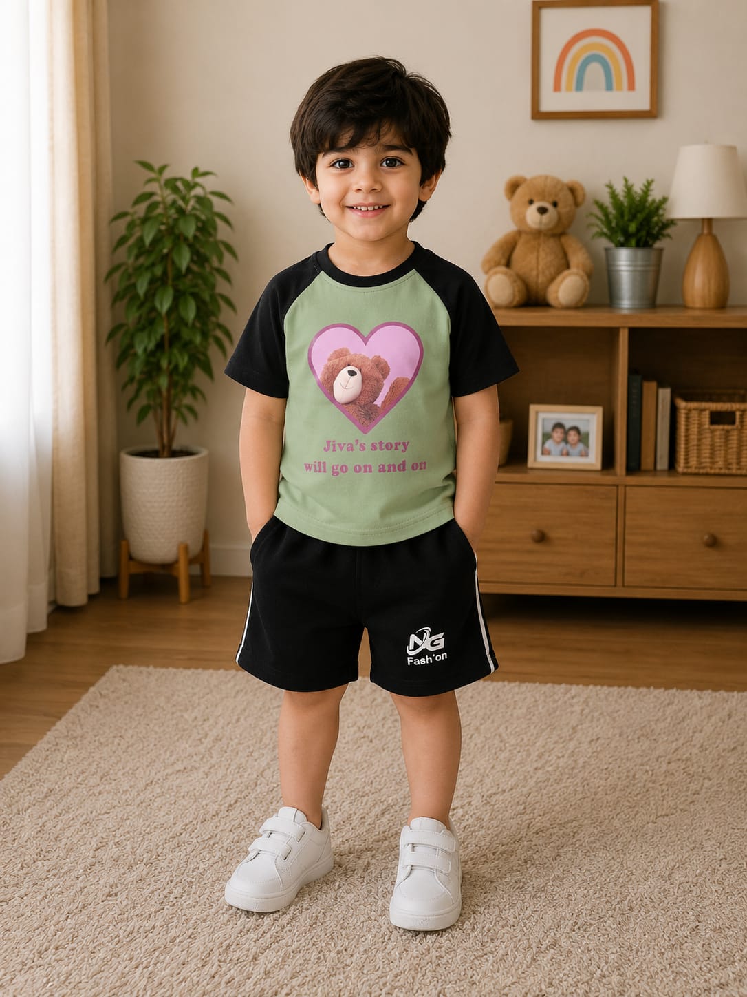 Boys Superhero Graphic Raglan T-Shirt & Shorts Set – Casual Everyday Style