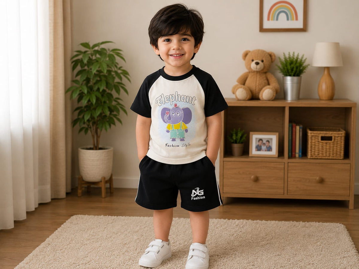 Boys Superhero Graphic Raglan T-Shirt & Shorts Set – Casual Everyday Style