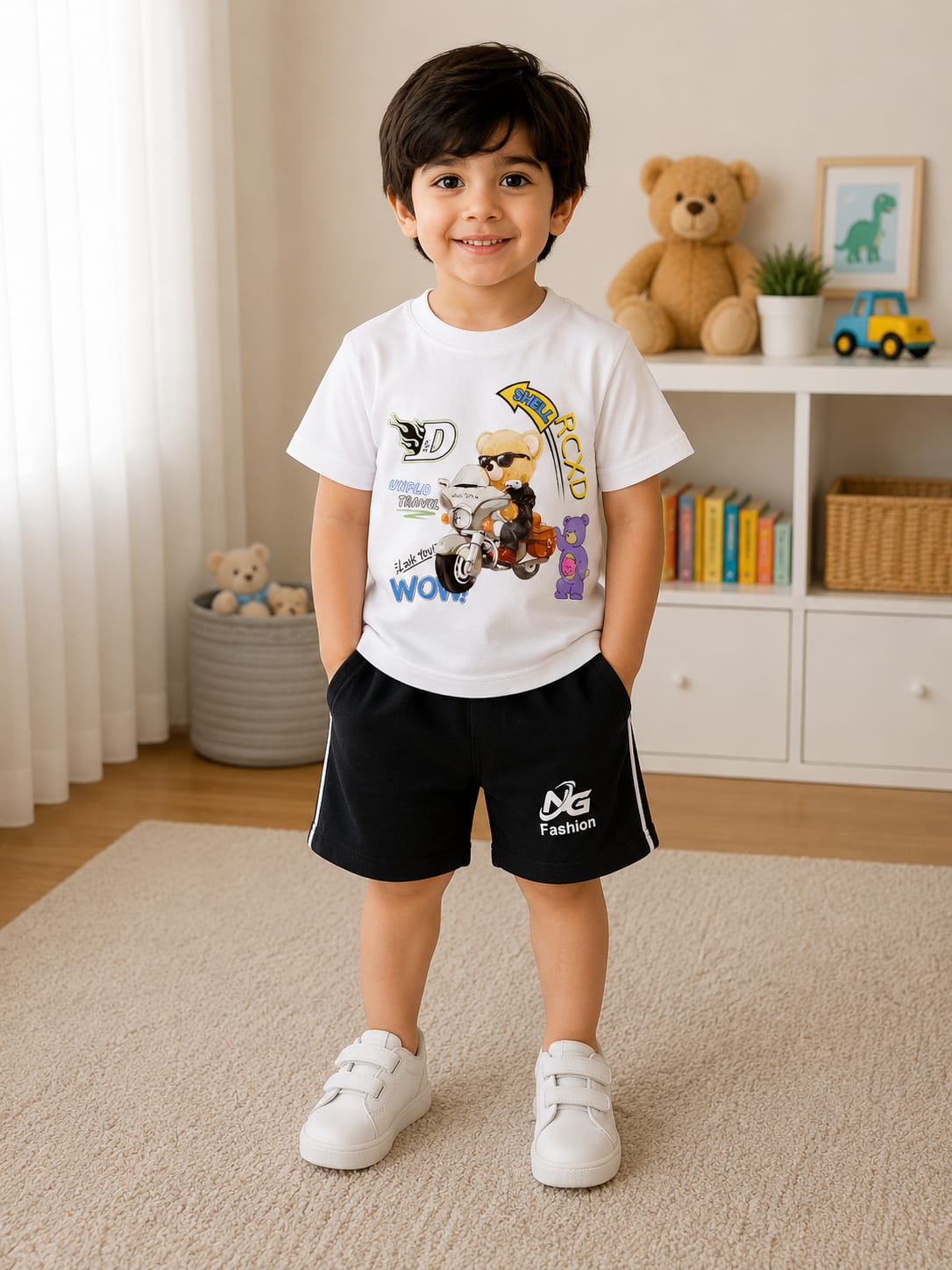 Boys Superhero Graphic Raglan T-Shirt & Shorts Set – Casual Everyday Style