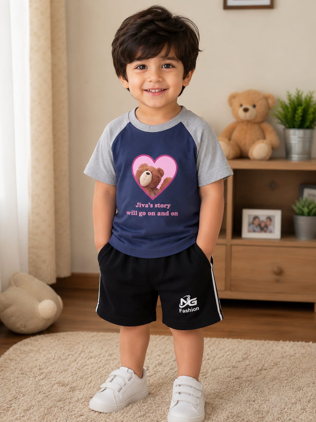Boys Superhero Graphic Raglan T-Shirt & Shorts Set – Casual Everyday Style