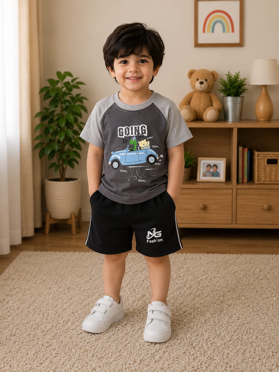Boys Superhero Graphic Raglan T-Shirt & Shorts Set – Casual Everyday Style