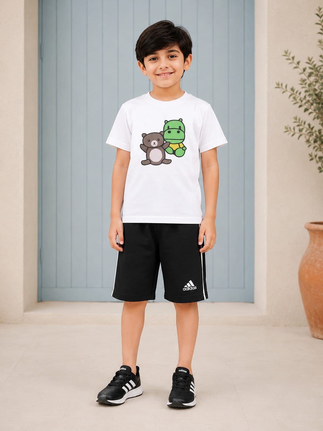 Boys Superhero Graphic Raglan T-Shirt & Shorts Set – Casual Everyday Style