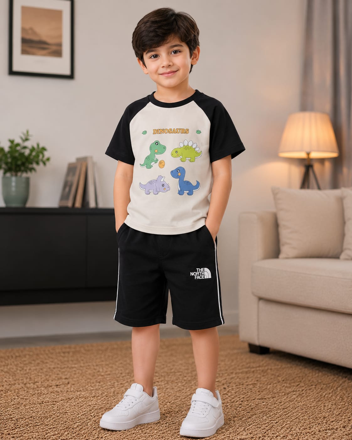 Boys Superhero Graphic Raglan T-Shirt & Shorts Set – Casual Everyday Style