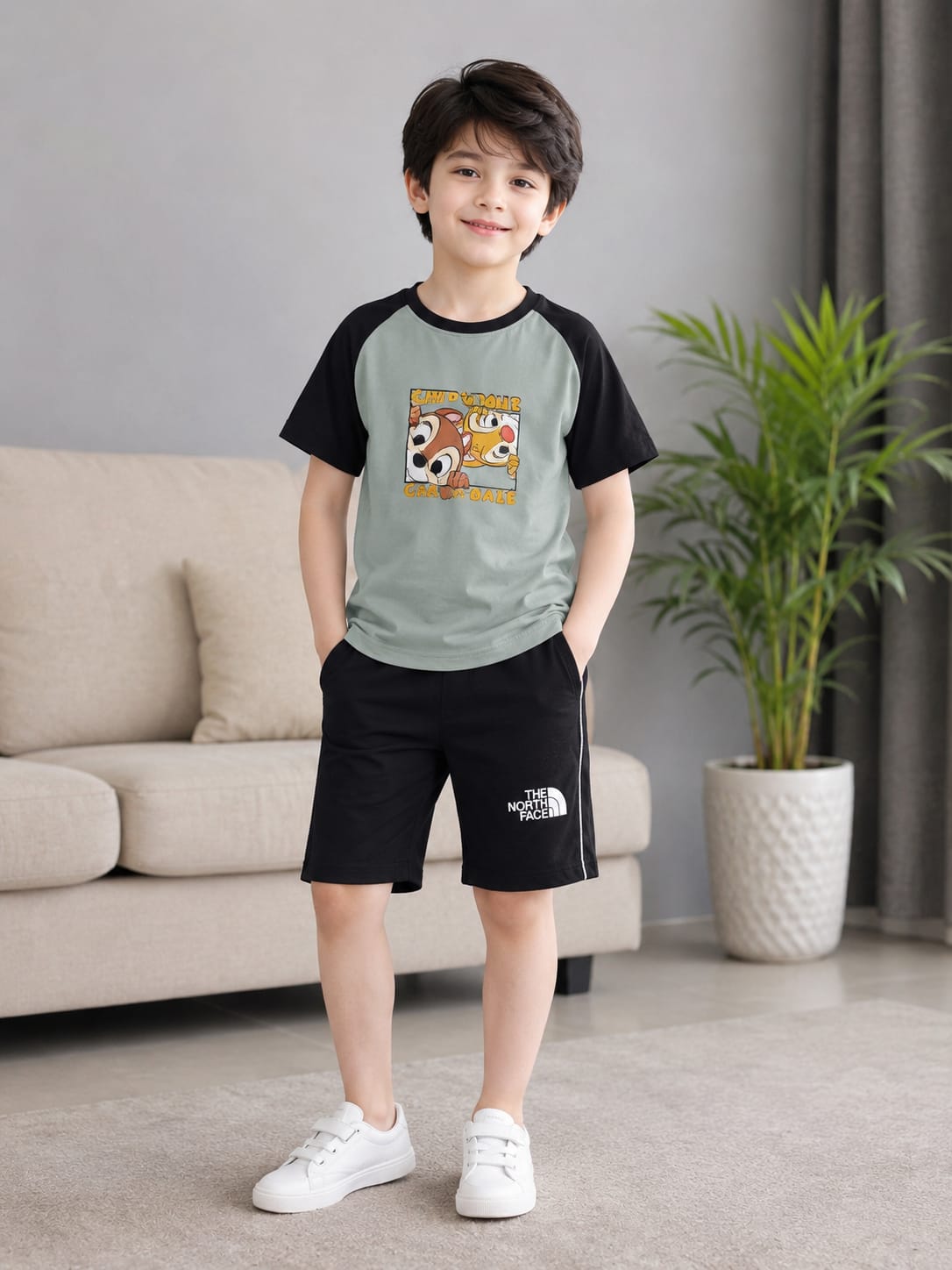 Boys Superhero Graphic Raglan T-Shirt & Shorts Set – Casual Everyday Style