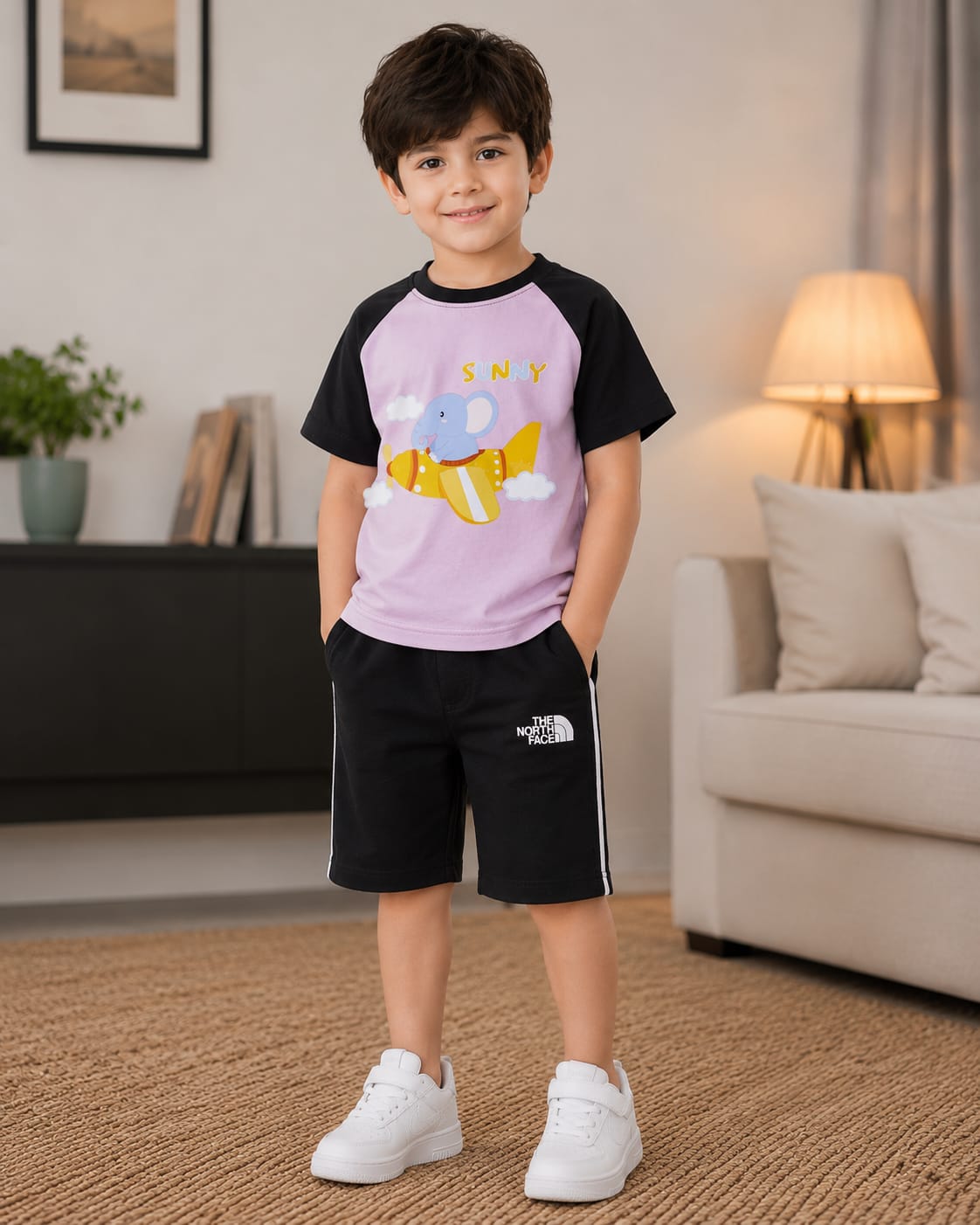 Boys Superhero Graphic Raglan T-Shirt & Shorts Set – Casual Everyday Style