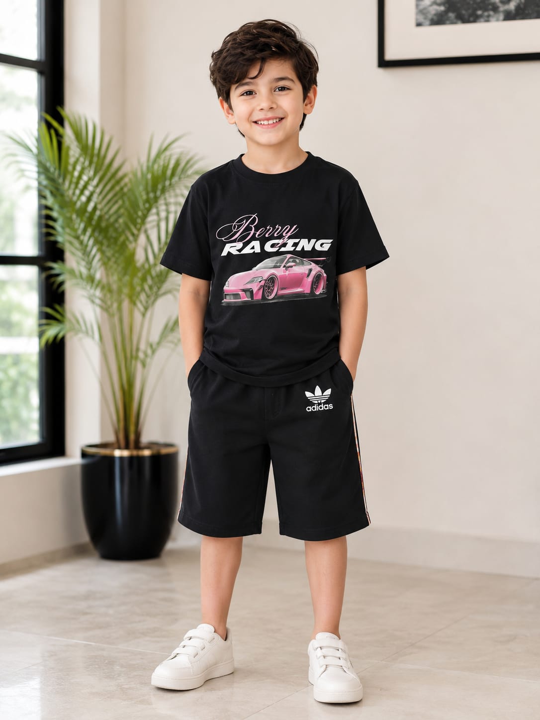Boys Superhero Graphic Raglan T-Shirt & Shorts Set – Casual Everyday Style