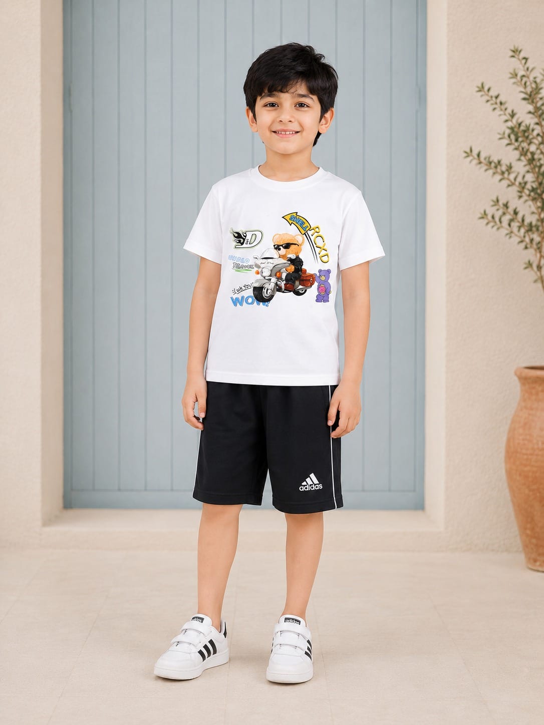 Boys Superhero Graphic Raglan T-Shirt & Shorts Set – Casual Everyday Style