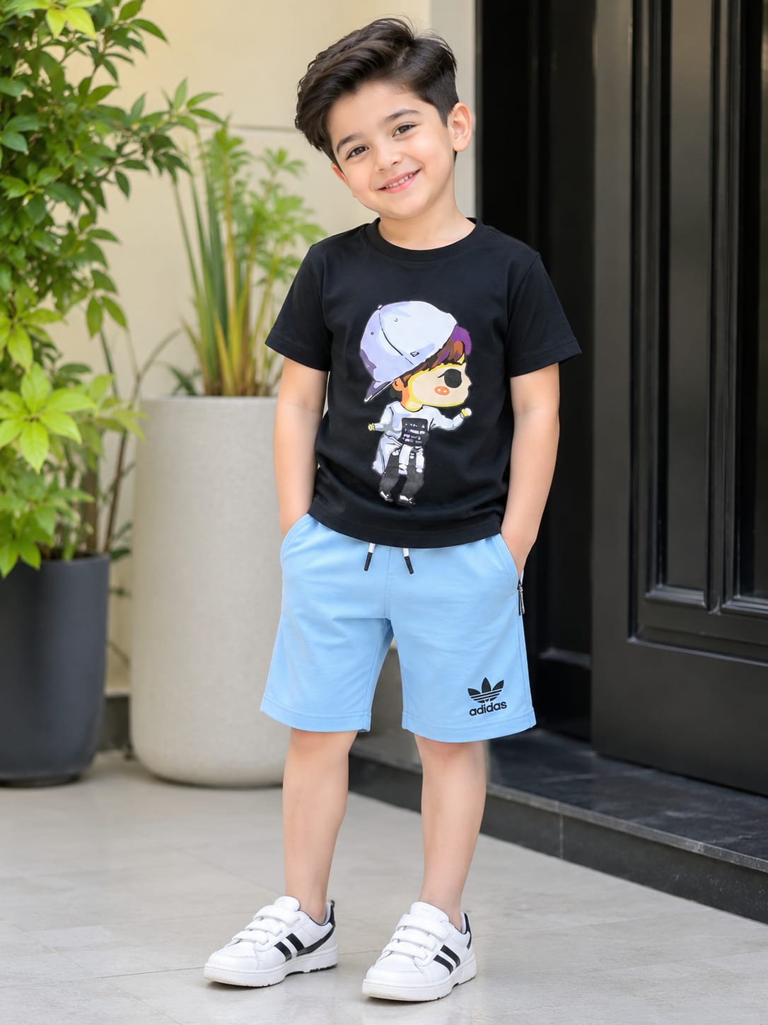 Boys Superhero Graphic Raglan T-Shirt & Shorts Set – Casual Everyday Style