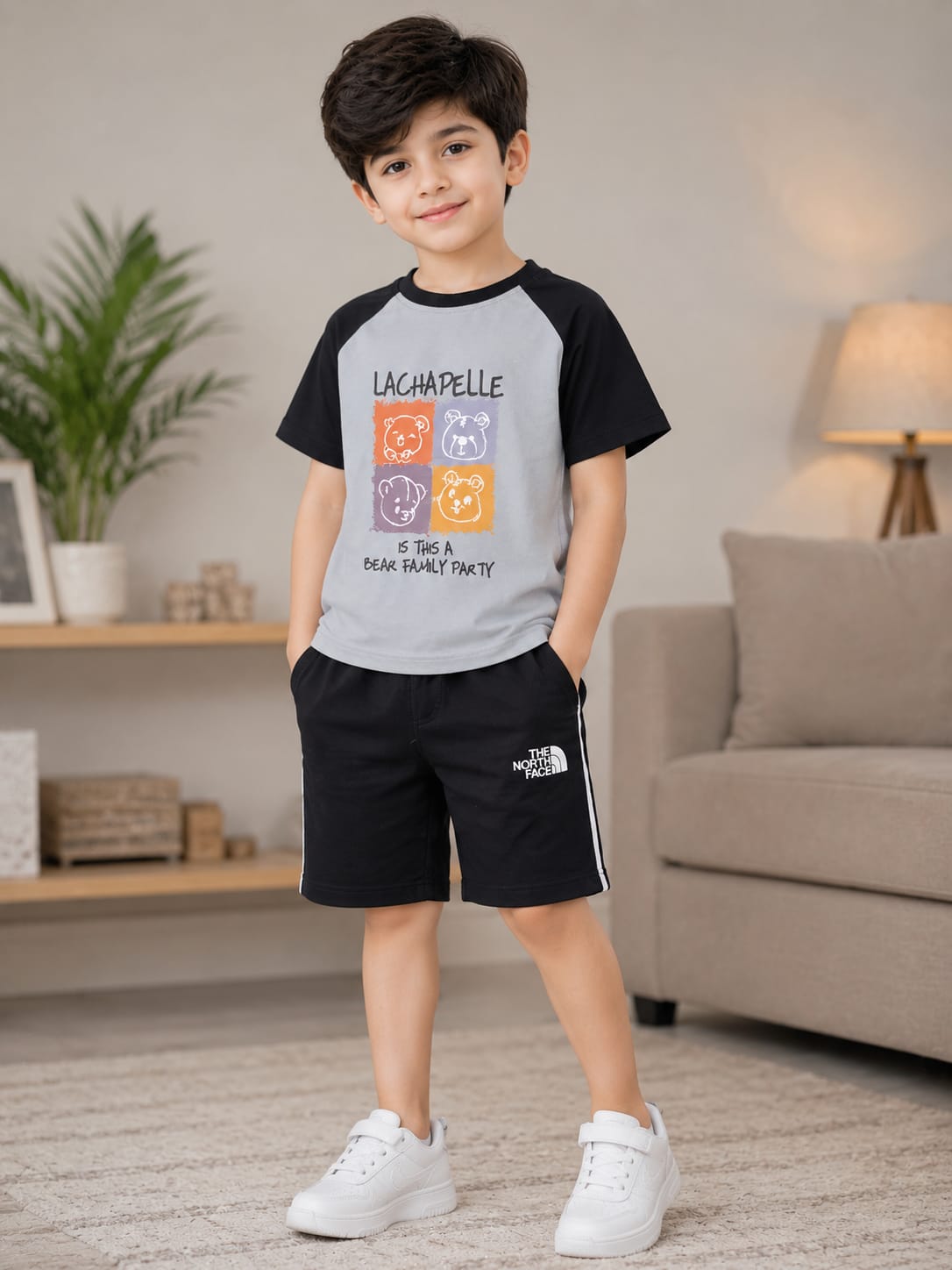Boys Superhero Graphic Raglan T-Shirt & Shorts Set – Casual Everyday Style