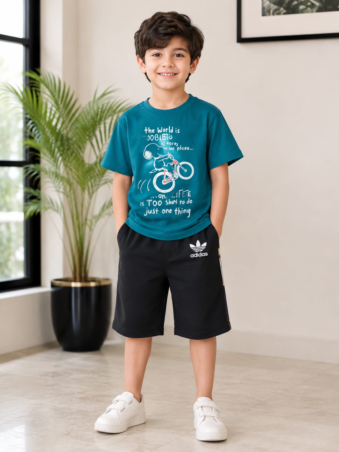 Boys Superhero Graphic Raglan T-Shirt & Shorts Set – Casual Everyday Style