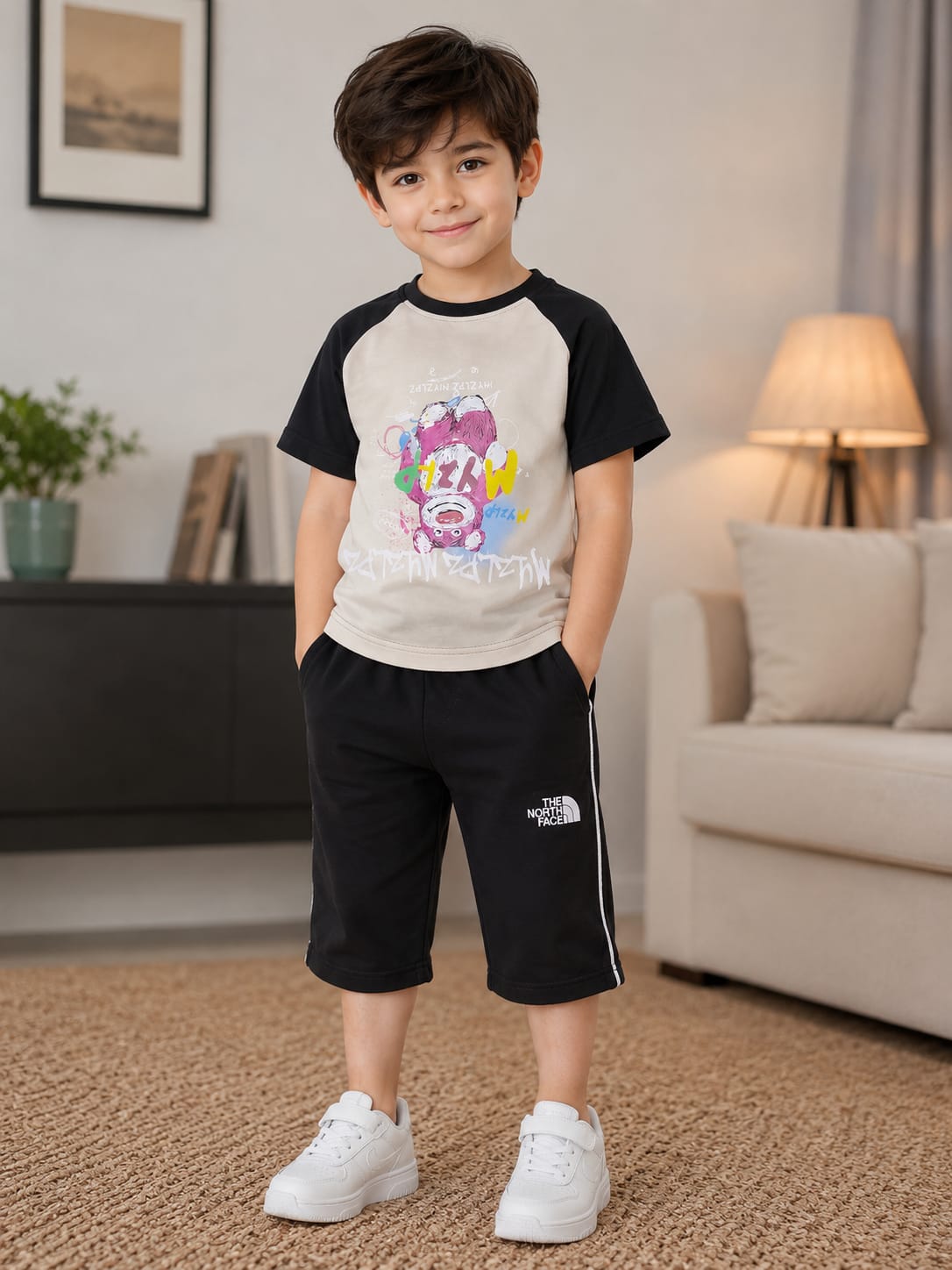 Boys Superhero Graphic Raglan T-Shirt & Shorts Set – Casual Everyday Style