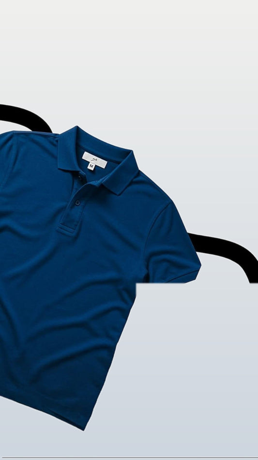 Men's Classic Pique Polo Shirt – Navy Blue Casual Style